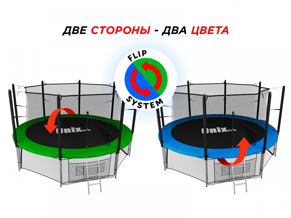 Батут с защитной сеткой Unix line 10ft / 305 см Classic (inside) синий/зеленый