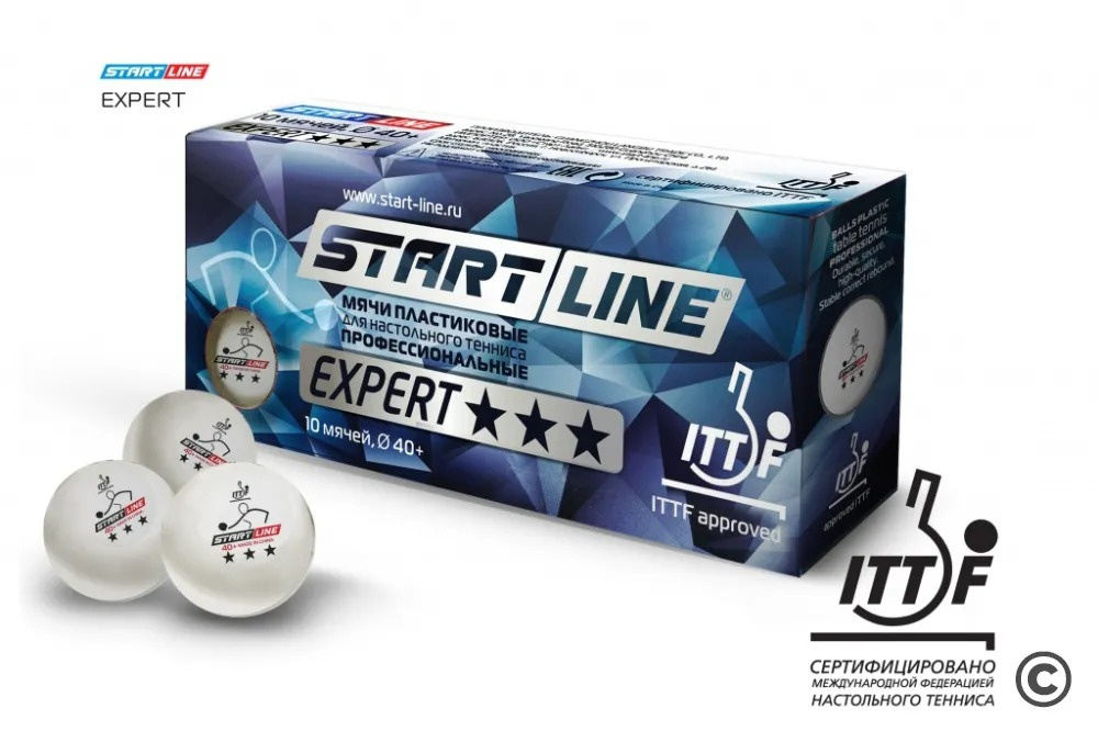Start Line Expert V40+ 3* (ITTF) (10 шт) из каталога мячей для настольного тенниса в Тольятти по цене 1280 ₽
