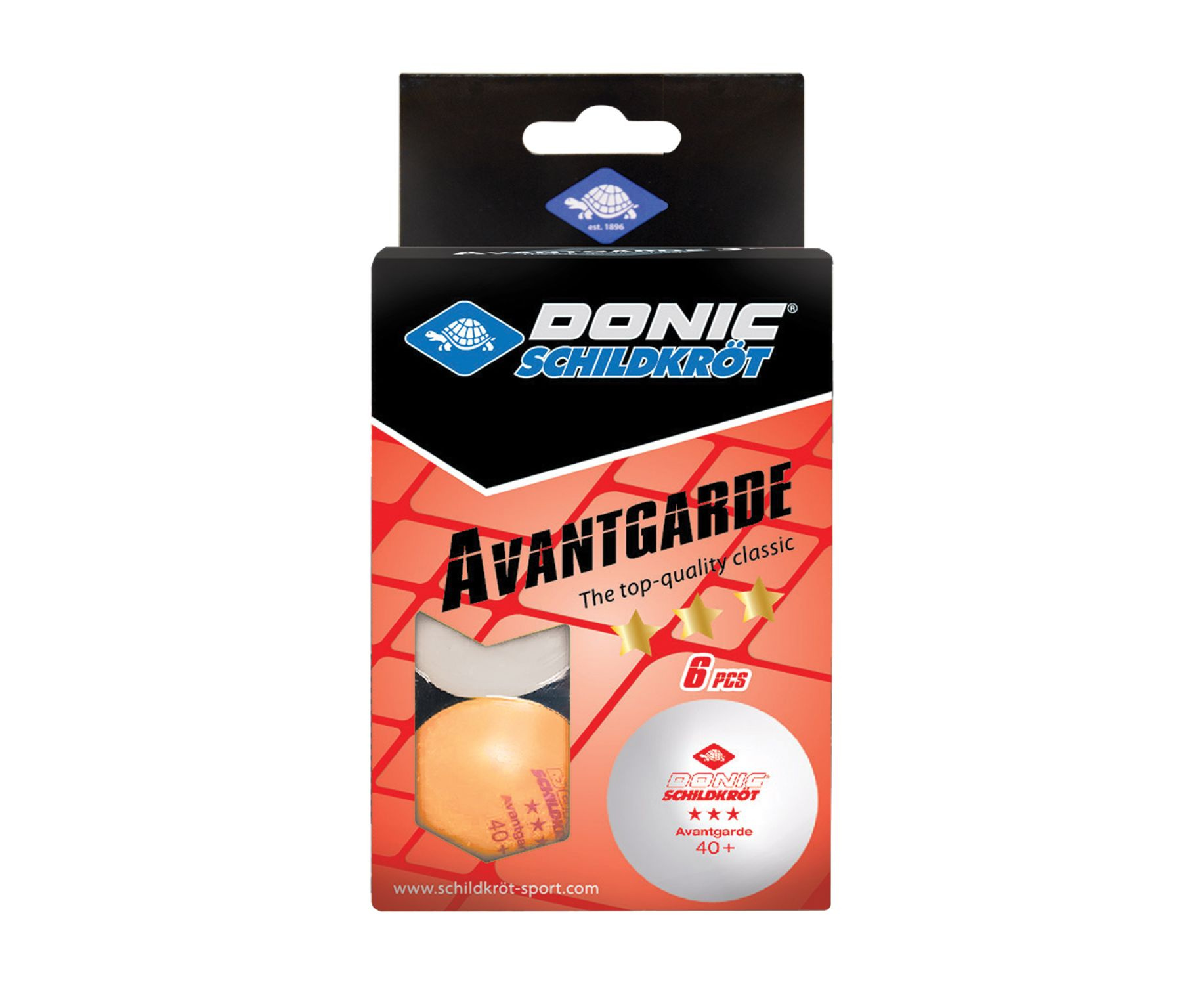 Donic AVANTGARDE 3* 40+, 6 штук, белый + оранжевый из каталога мячей для настольного тенниса в Тольятти по цене 490 ₽