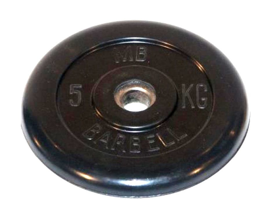 Диск для штанги MB Barbell обрезиненный (металлическая втулка) 5 кг / диаметр 26 мм